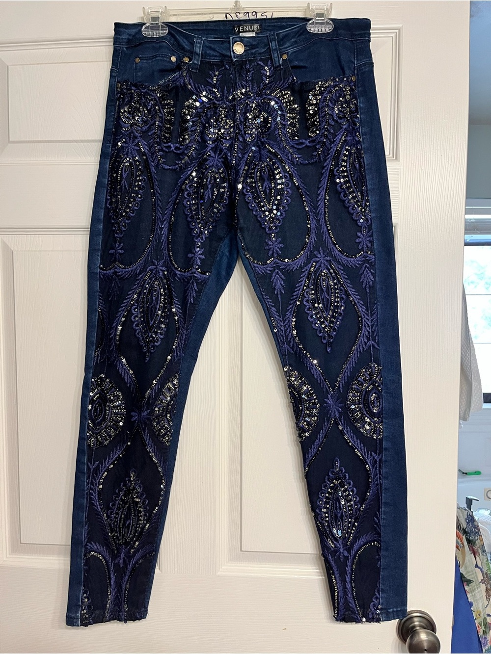 VENUS Dark Blue Embellished Skinny Jeans